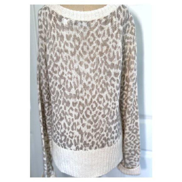 Moda International Animal Print Off Shoulder Sweater M Womens Wool Mohair Y2K - Picture 2 of 7